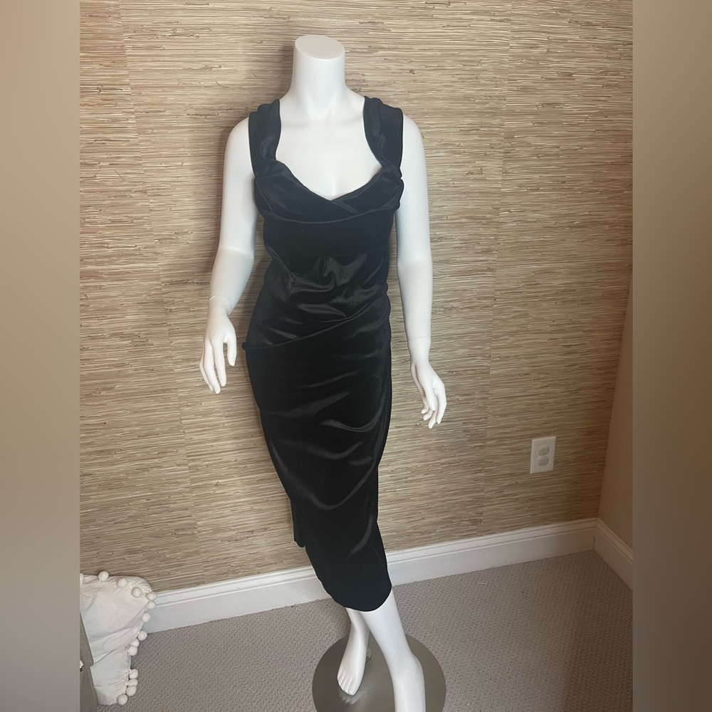 ASOS Curve black velvet Bardot dress